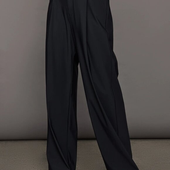 Carbon38 High Rise Wide Leg Pleated Stretch Woven Black Pants - Size Small - Picture 7 of 7